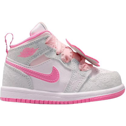 Nike Kids' Jordan 1 Mid Se Spring Flowers (Td) Shoes - Vast Grey / Pink Glow / Pearl Pink
