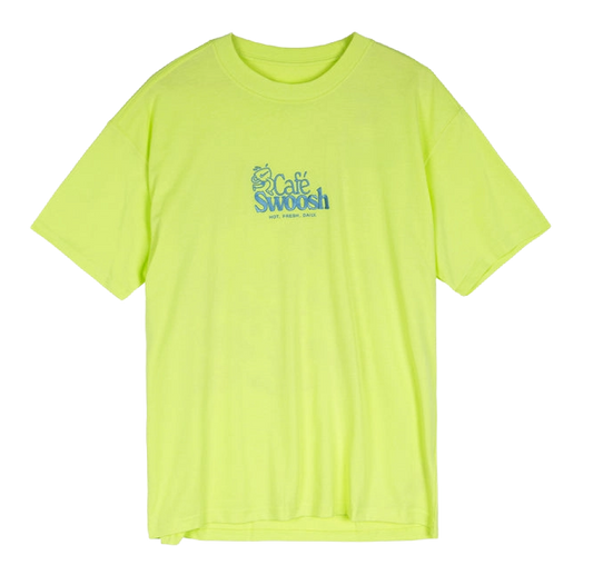 Nike Men's Cafe Swoosh Illustration T-Shirt Apparel - Light Lemon Twist